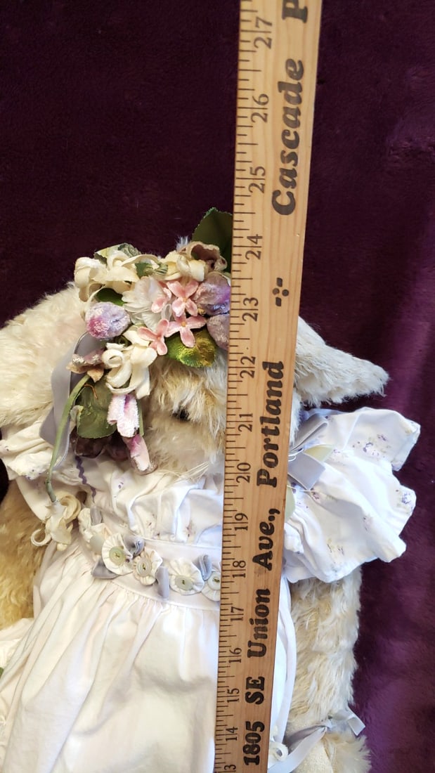 Bunnies By The Bay 24 Plush Bunny Rabbit Doll In White Floral Dress With Flower Crown And Basket - 2