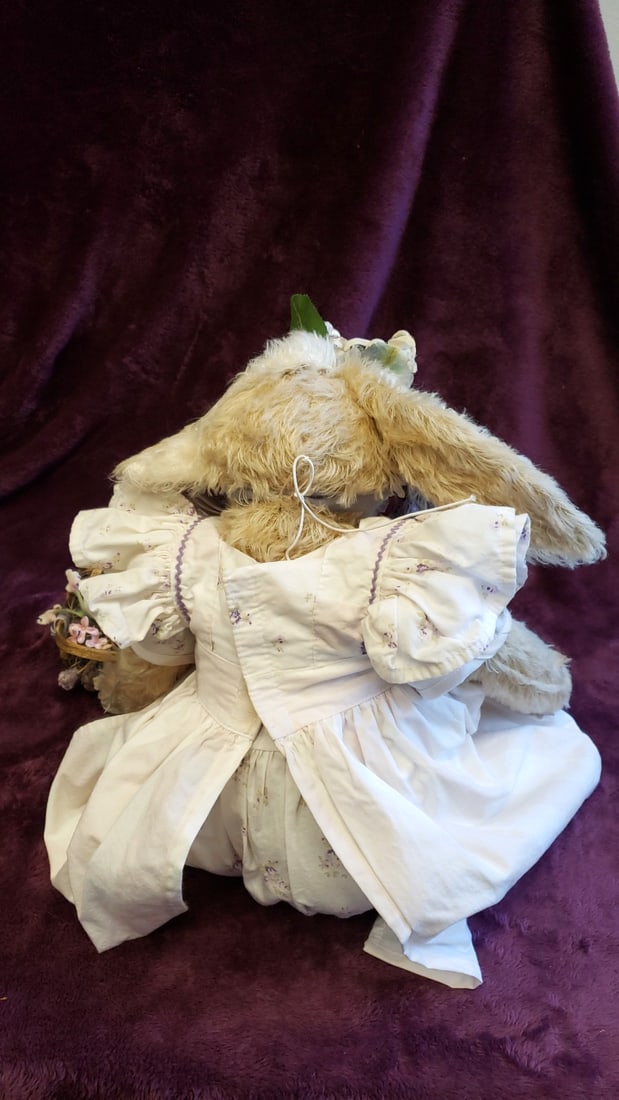 Bunnies By The Bay 24 Plush Bunny Rabbit Doll In White Floral Dress With Flower Crown And Basket - 7