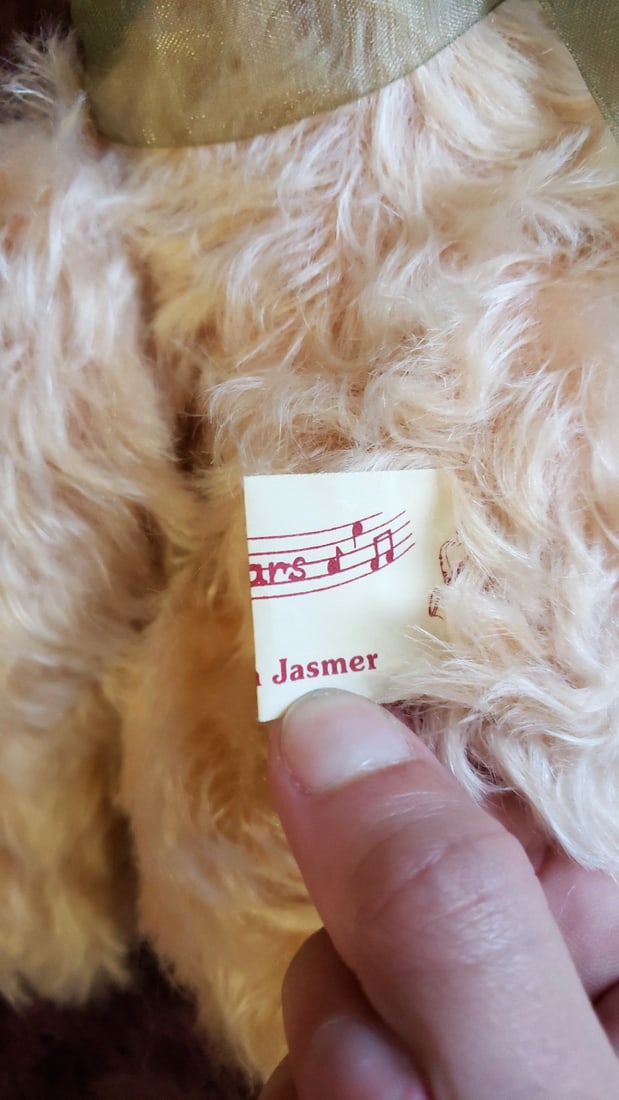 Jazz Bears By Virginia Jasmer Cream Plush Teddy Bear With Pink Green Ribbon Bows And Floral Neck ... - 7