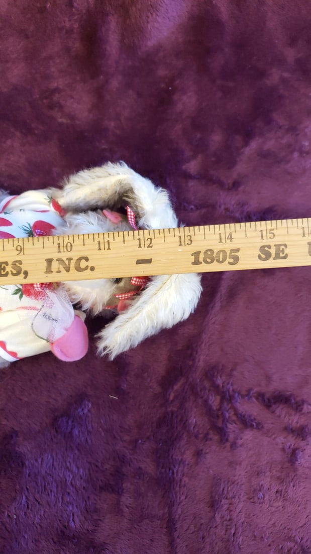 Bunnies By The Bay Gray Plush Bunny Rabbit Doll With Strawberry Print Dress And Floppy Ears - 2
