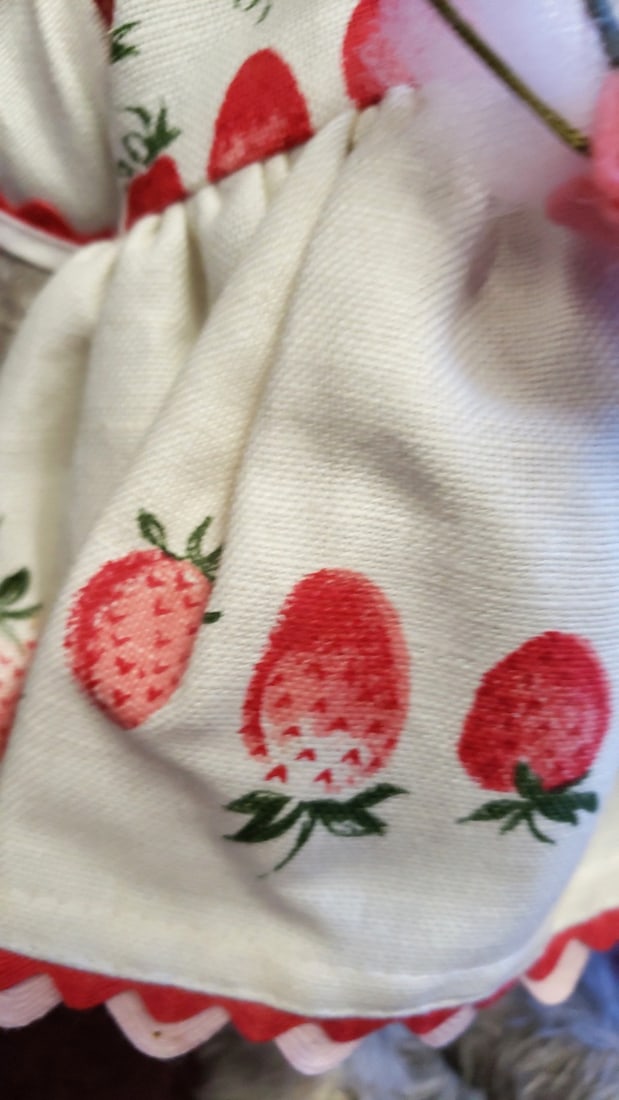 Bunnies By The Bay Gray Plush Bunny Rabbit Doll With Strawberry Print Dress And Floppy Ears - 5