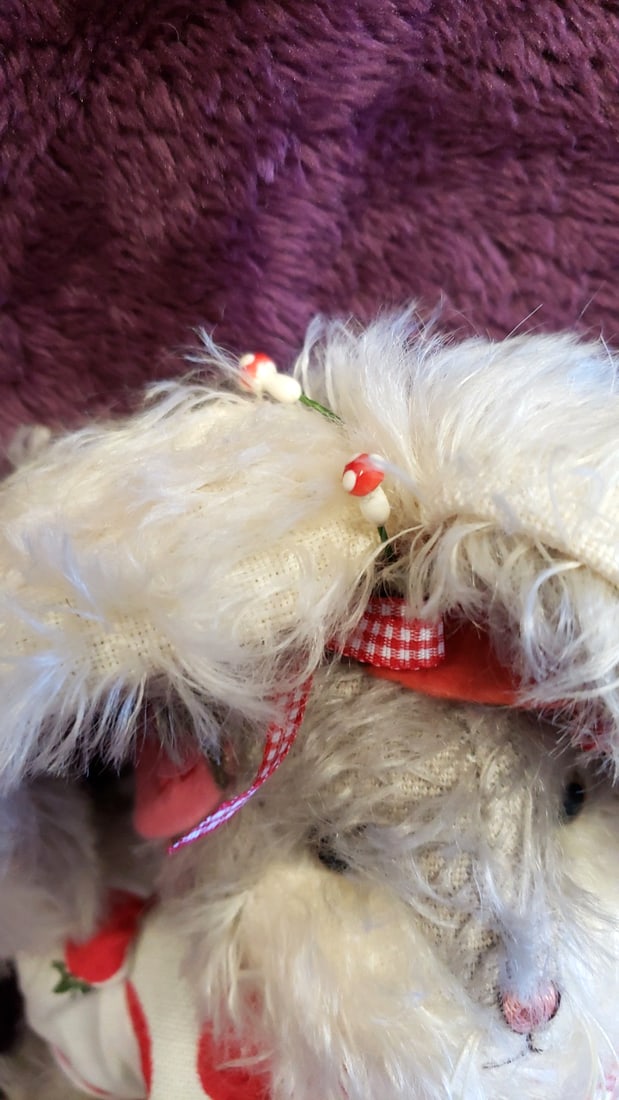 Bunnies By The Bay Gray Plush Bunny Rabbit Doll With Strawberry Print Dress And Floppy Ears - 6