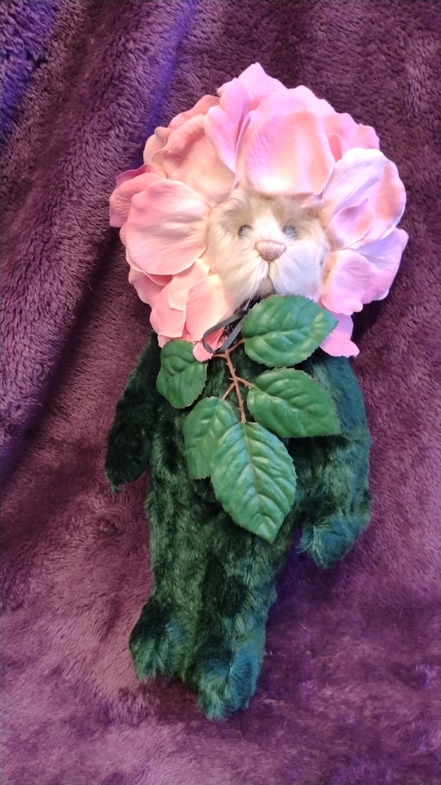 Jazzie Bears Created By Virginia Jasmer Rose Flower Plush Teddy Bear 12 In - 8