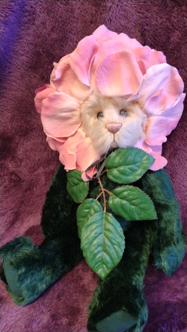 Jazzie Bears Created By Virginia Jasmer Rose Flower Plush Teddy Bear 12 In - 9