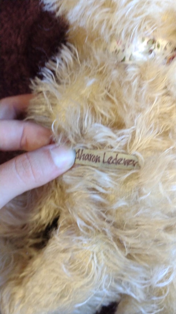 Sharon Lederev New Zealand Cream Mohair Teddy Bear With Floral Bow, 11 In - 4