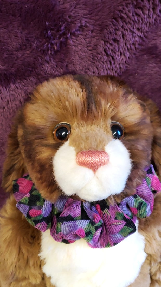 Lexington Anderson Brown White Plush Bunny Rabbit With Floral Bow Tie - 2