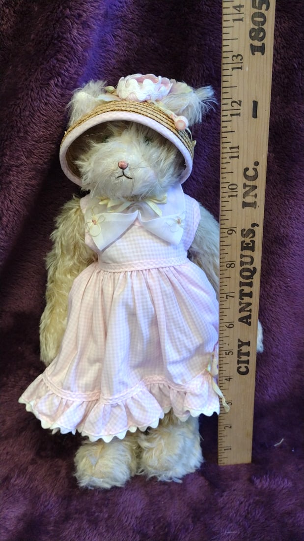Bunnies By The Bay Fall Winter 1999 Limited Edition Plush Bunny 14" Pink Gingham Dress - 2