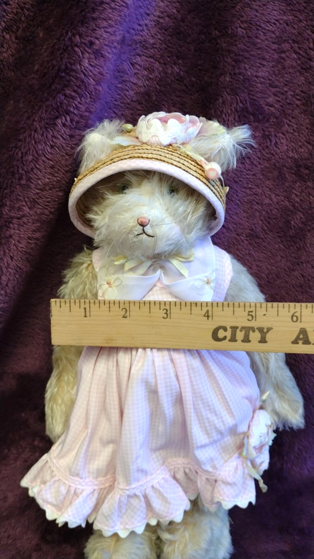 Bunnies By The Bay Fall Winter 1999 Limited Edition Plush Bunny 14" Pink Gingham Dress - 3