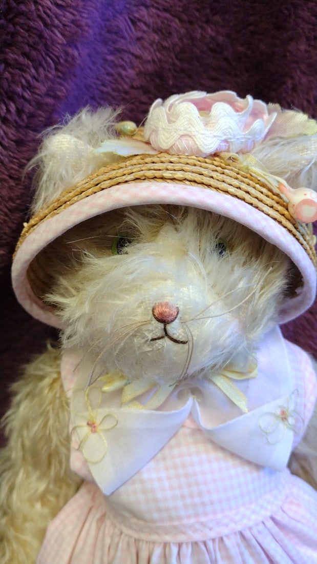 Bunnies By The Bay Fall Winter 1999 Limited Edition Plush Bunny 14" Pink Gingham Dress - 4