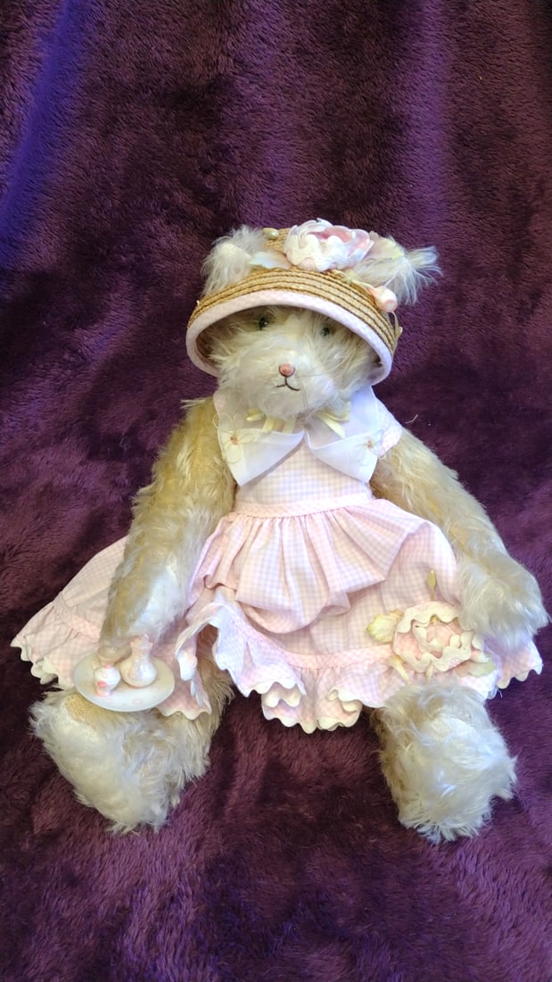 Bunnies By The Bay Fall Winter 1999 Limited Edition Plush Bunny 14" Pink Gingham Dress - 7