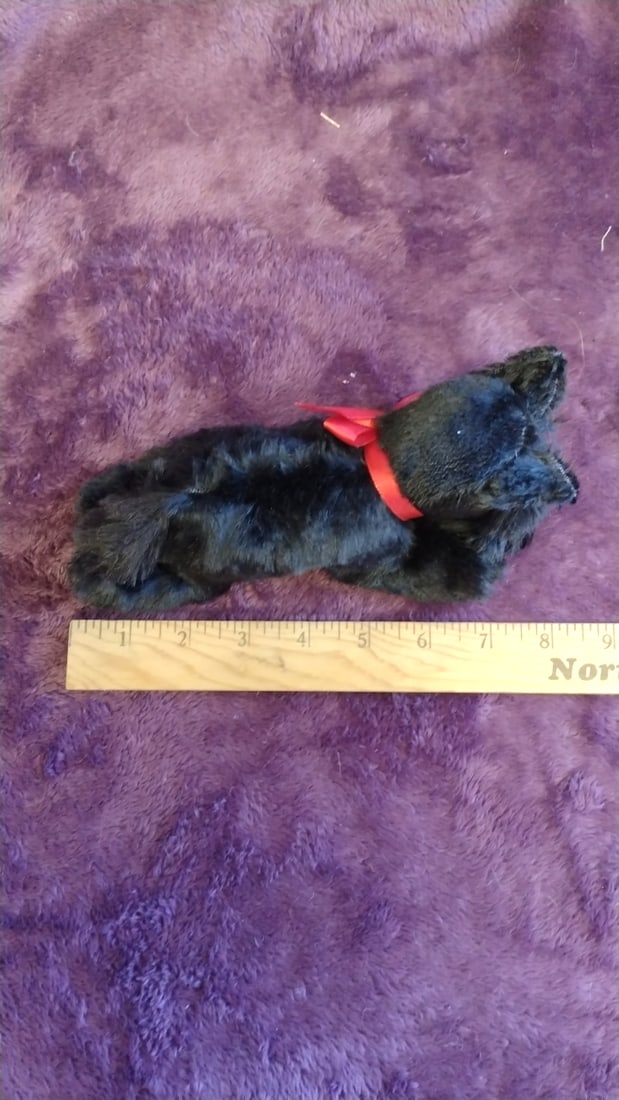Mary Holstad Black Scottish Terrier Plush Dog With Red Ribbon, 8 In - 3