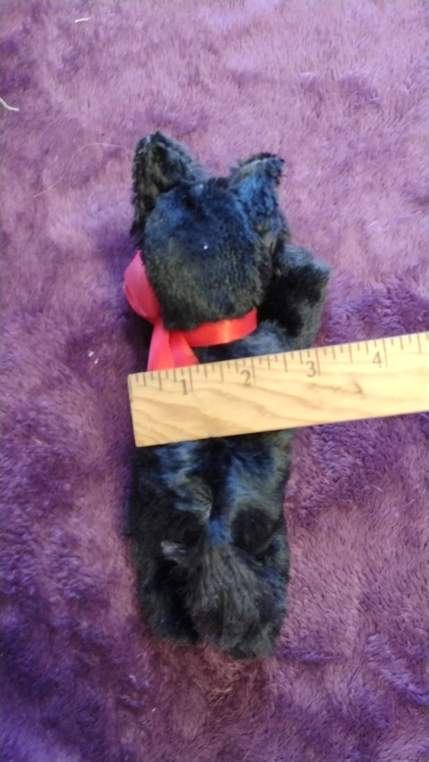 Mary Holstad Black Scottish Terrier Plush Dog With Red Ribbon, 8 In - 4
