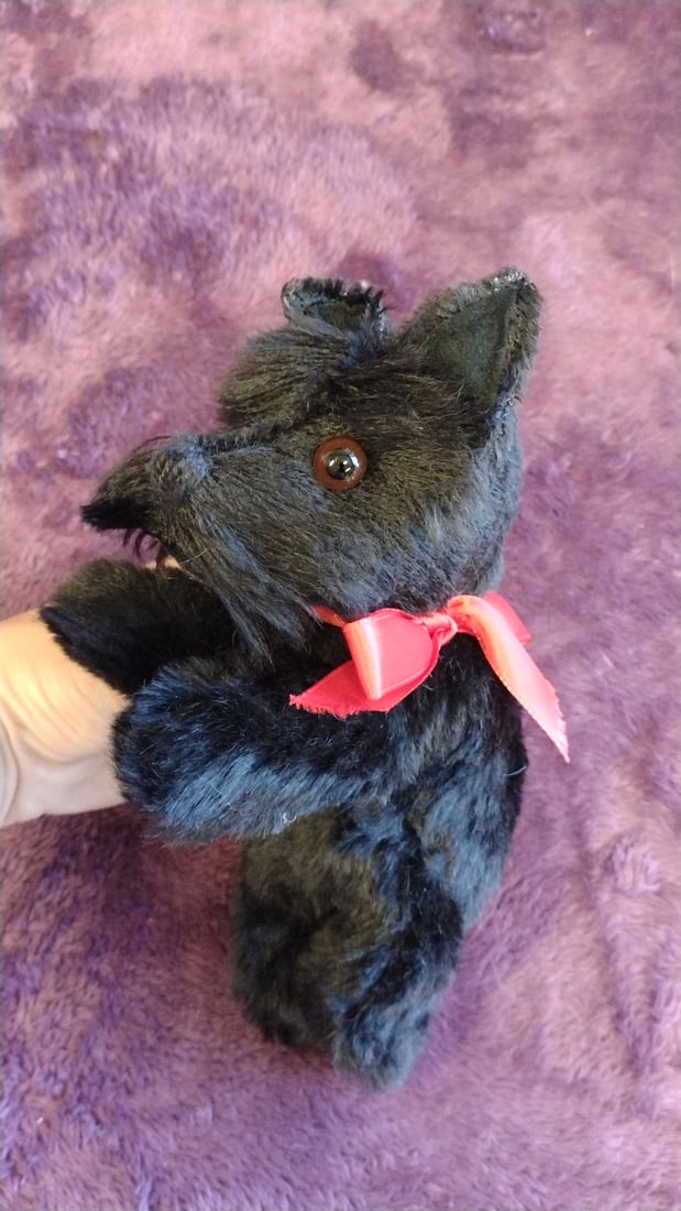 Mary Holstad Black Scottish Terrier Plush Dog With Red Ribbon, 8 In - 5