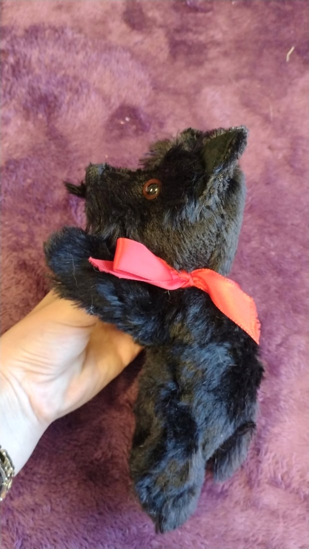 Mary Holstad Black Scottish Terrier Plush Dog With Red Ribbon, 8 In - 6