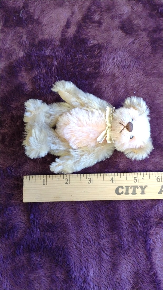 Jun Watanabe Mini Teddy Bear Plush 5 In Beige With Bow - 2