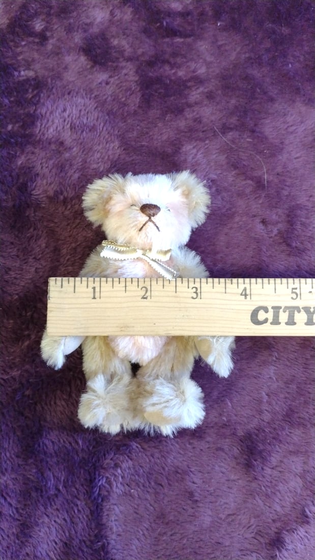 Jun Watanabe Mini Teddy Bear Plush 5 In Beige With Bow - 3
