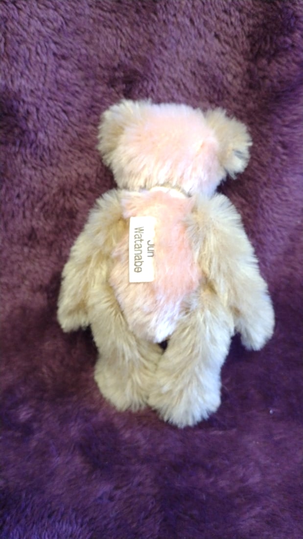 Jun Watanabe Mini Teddy Bear Plush 5 In Beige With Bow - 5