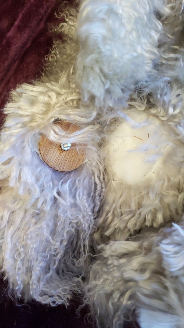 W. Brent 1992 Gray Curly Fur Plush Cat With Pink Nose And Bow, Approx. 20 In - 7
