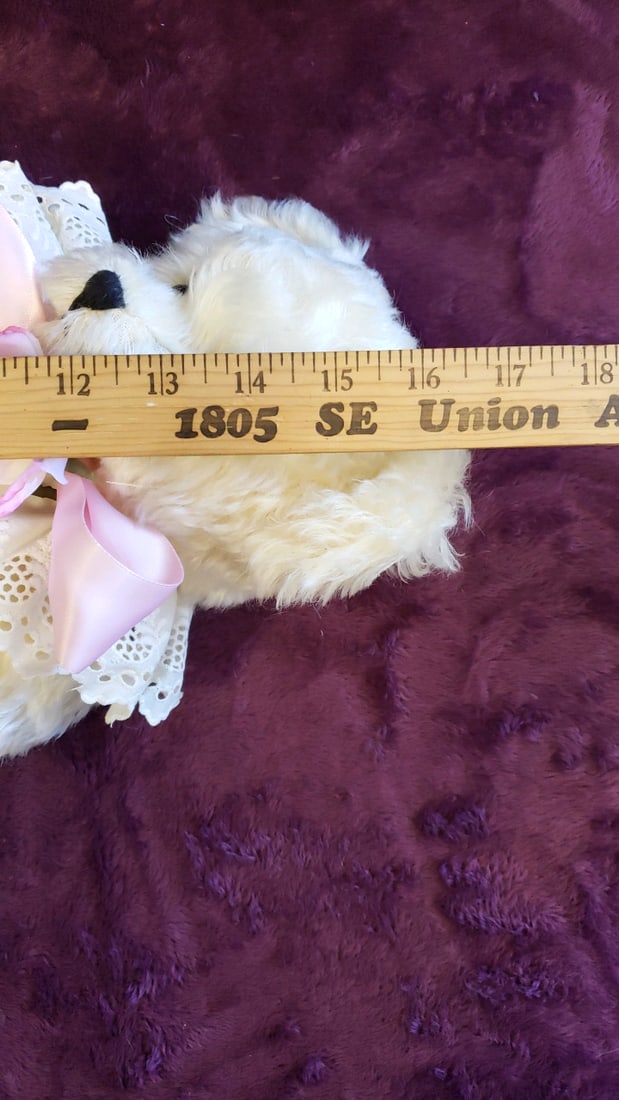 Nacy Rygg Beverly Port Cream Teddy Bear Plush With Pink Bow, Rose Lace Collar - 2