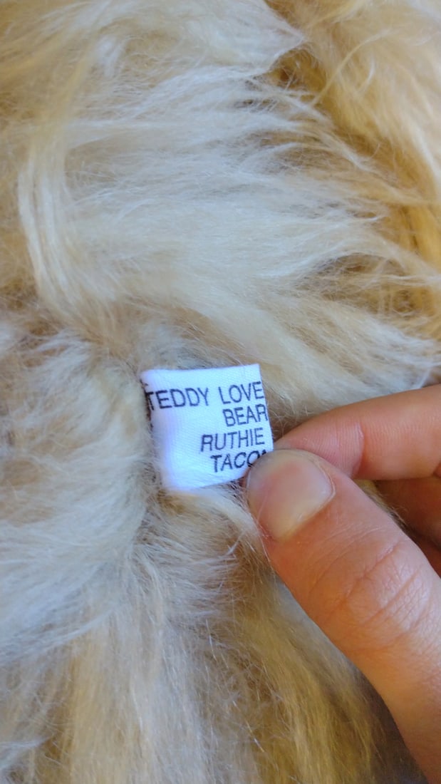 Teddy Love Bear Company Ruthie O'neill Cream Shaggy Plush Teddy Bear With Bow 16 In - 4
