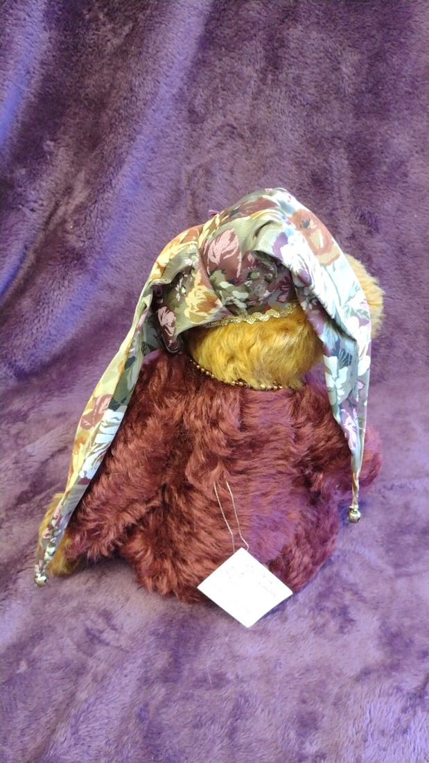 Sasha Collectibles Burgundy Gold Plush Teddy Bear With Masquerade Mask Floral Hat Beads 18 In - 10