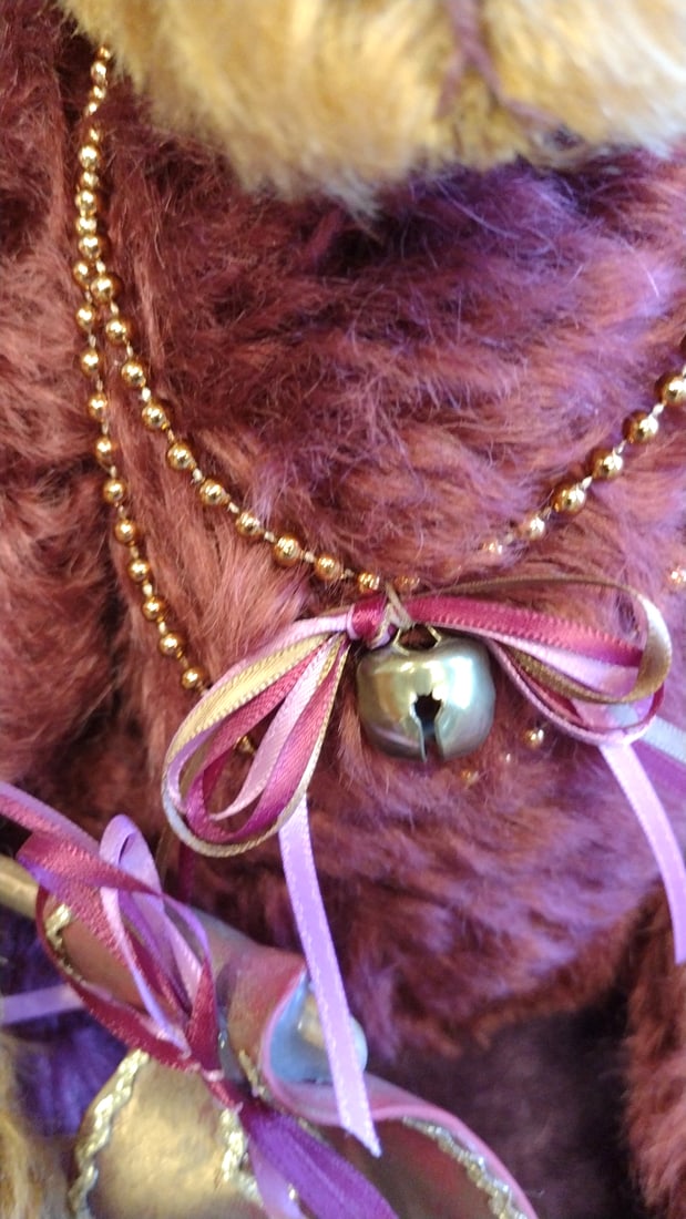 Sasha Collectibles Burgundy Gold Plush Teddy Bear With Masquerade Mask Floral Hat Beads 18 In - 12