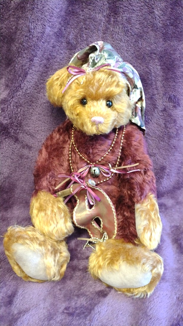 Sasha Collectibles Burgundy Gold Plush Teddy Bear With Masquerade Mask Floral Hat Beads 18 In: 12 x 17 x 8 1. 5 lb we have gained a lot of experience shipping dolls from our previous auction. We offer in-house shipping. The shipping price shown in the listing is the liveshipping service by