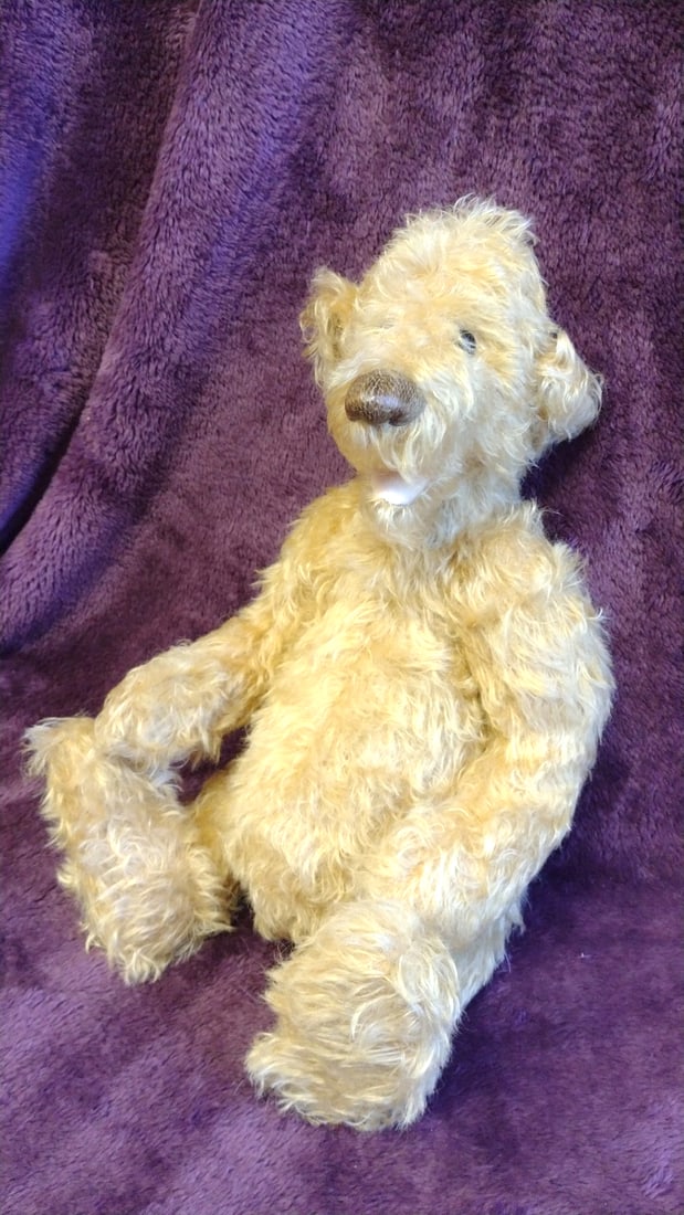 Bev Dodd Golden Curly Mohair Jointed Teddy Bear Plush With Leather Tag Jacob, 13 In - 10