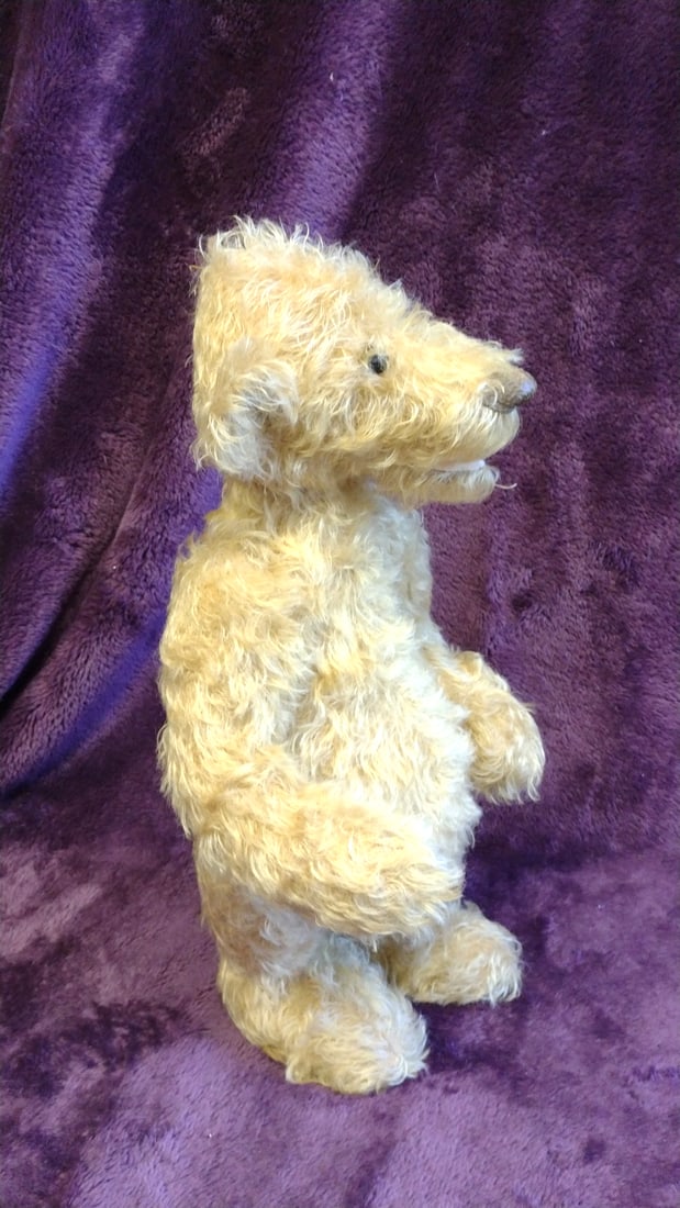 Bev Dodd Golden Curly Mohair Jointed Teddy Bear Plush With Leather Tag Jacob, 13 In - 12