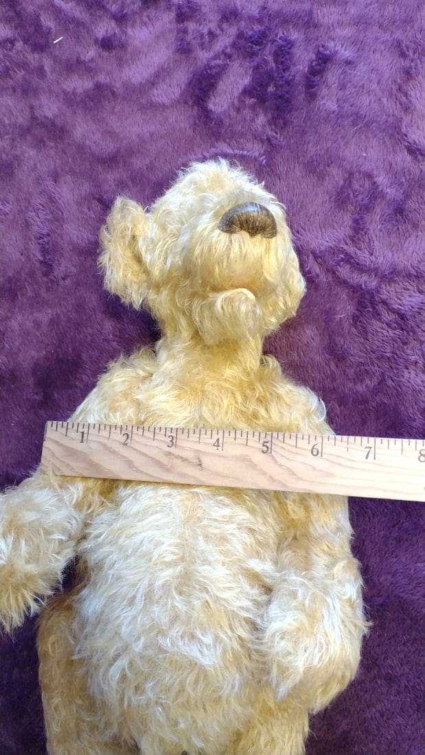 Bev Dodd Golden Curly Mohair Jointed Teddy Bear Plush With Leather Tag Jacob, 13 In - 3