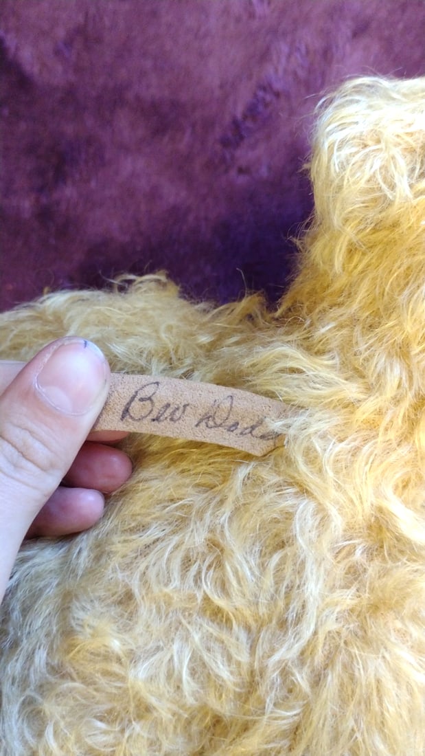 Bev Dodd Golden Curly Mohair Jointed Teddy Bear Plush With Leather Tag Jacob, 13 In - 4