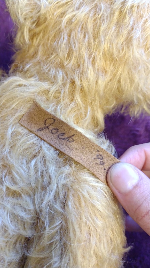 Bev Dodd Golden Curly Mohair Jointed Teddy Bear Plush With Leather Tag Jacob, 13 In - 5