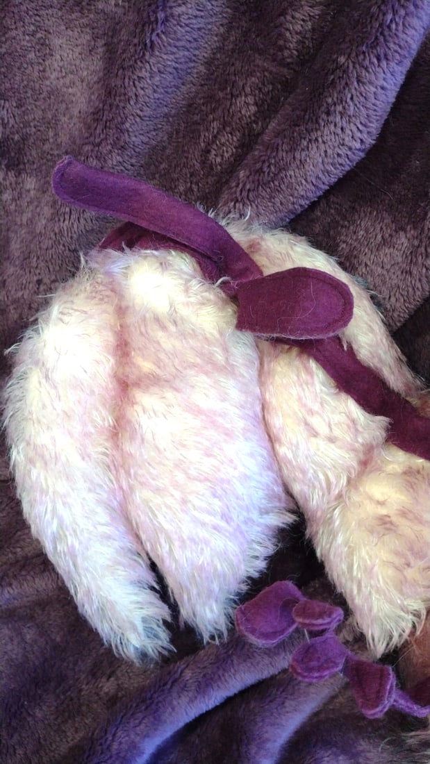 Busser Bears #22 Leann Snyder Plush Bat Bear Cream Wings Purple Accents - 3