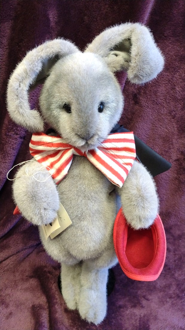 Yosemite Bearworks Hat Trick Gray Plush Rabbit W/ Red Hat & Striped Bow Tie: 20x10x10 5 we have gained a lot of experience shipping dolls from our previous auction. We offer in-house shipping. The shipping price shown in the listing is the liveshipping service by