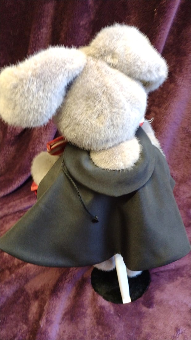 Yosemite Bearworks Hat Trick Gray Plush Rabbit W/ Red Hat & Striped Bow Tie - 7