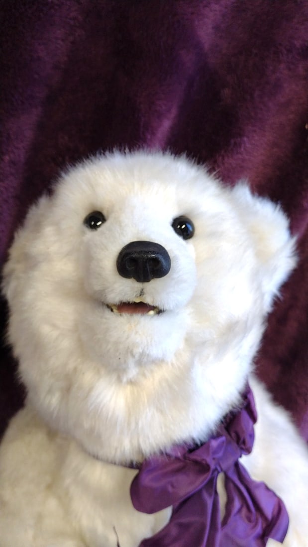 Beaver Valley No. 1425 White Plush Polar Bear With Purple Bow Kaylee Nilan - 2