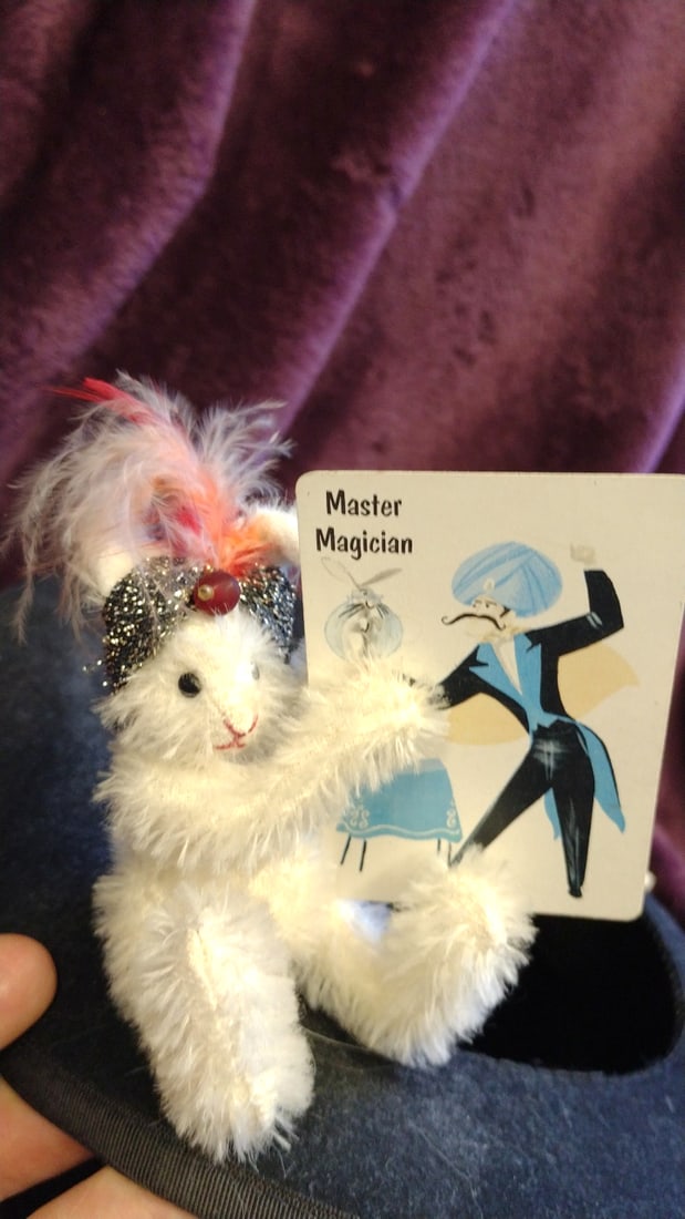 Pair Of Artist Bear Magicians With Top Hat And Wand Unsigned - 2