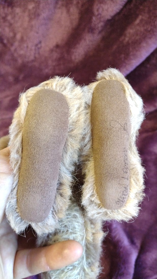 Sharon Lederer Pasha Artist Beige Mohair Kangaroo Plush With Blue Felt Vest - 3