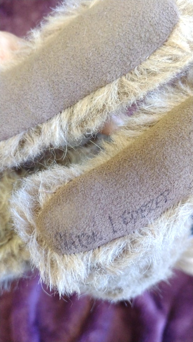 Sharon Lederer Pasha Artist Beige Mohair Kangaroo Plush With Blue Felt Vest - 4