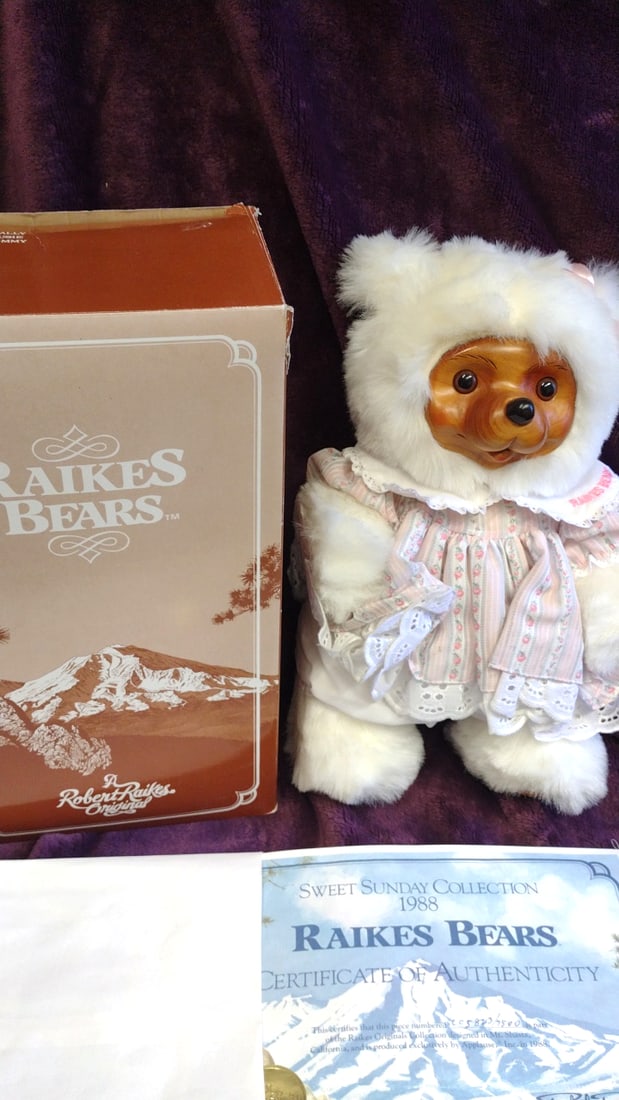 Robert Raikes Bears Sally #17007 Sweet Sunday Collection 1988 White Plush Bear With Coa & Box: 16x6x9 5 we have gained a lot of experience shipping dolls from our previous auction. We offer in-house shipping. The shipping price shown in the listing is the liveshipping service by