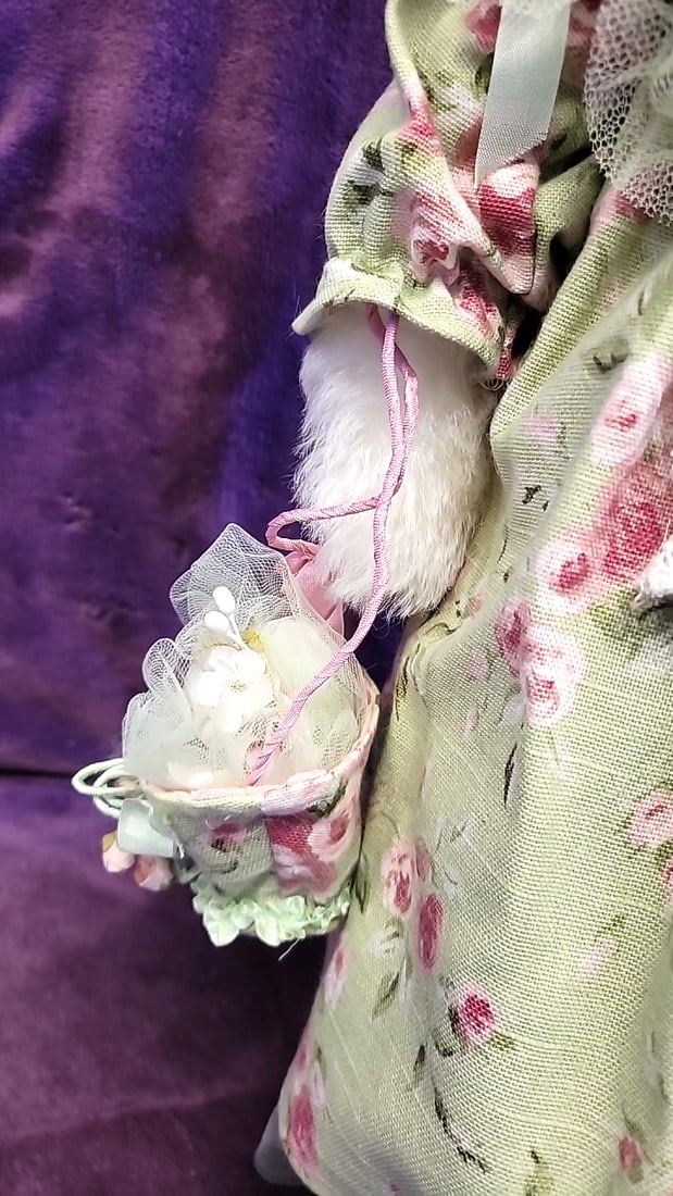 Bunnies By The Bay Endearing Effie Plush Bunny Doll Green Floral Dress With Box - 6