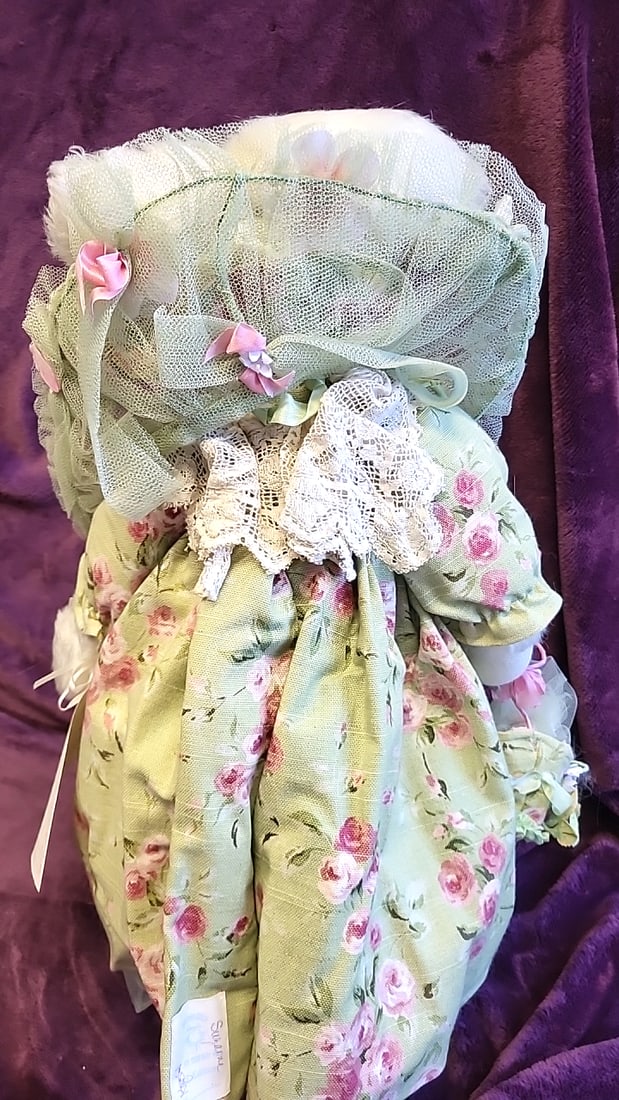 Bunnies By The Bay Endearing Effie Plush Bunny Doll Green Floral Dress With Box - 7