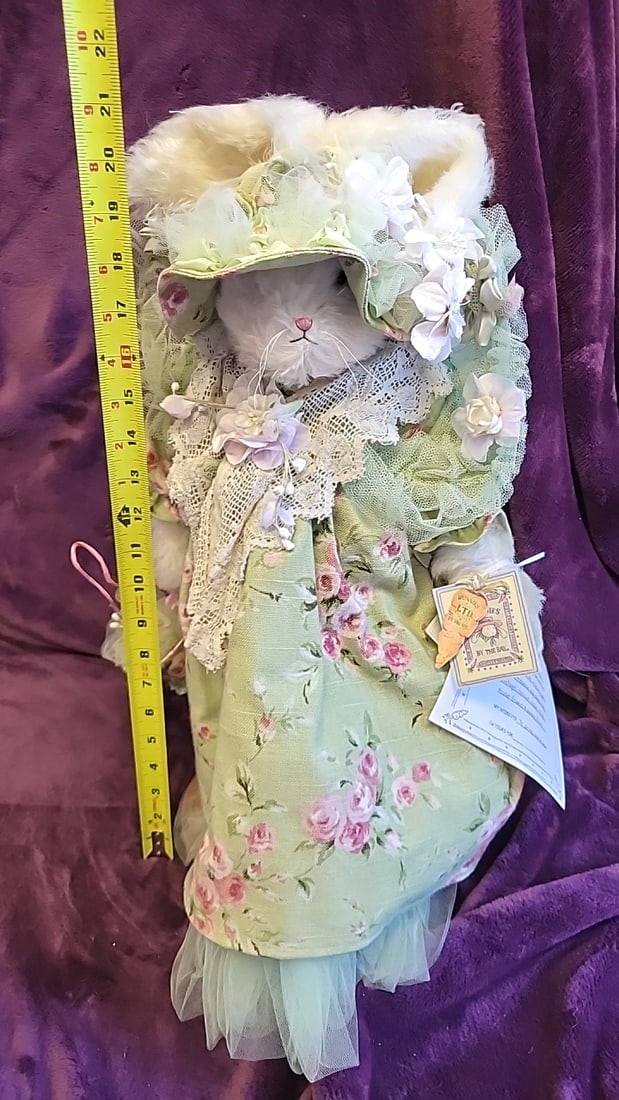Bunnies By The Bay Endearing Effie Plush Bunny Doll Green Floral Dress With Box - 9