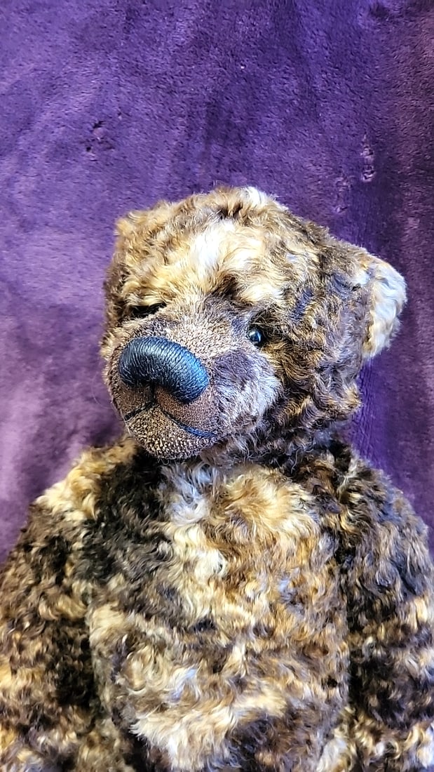 Artist Made Signed Brown Tan Curly Fur Jointed Teddy Bear Plush - 5