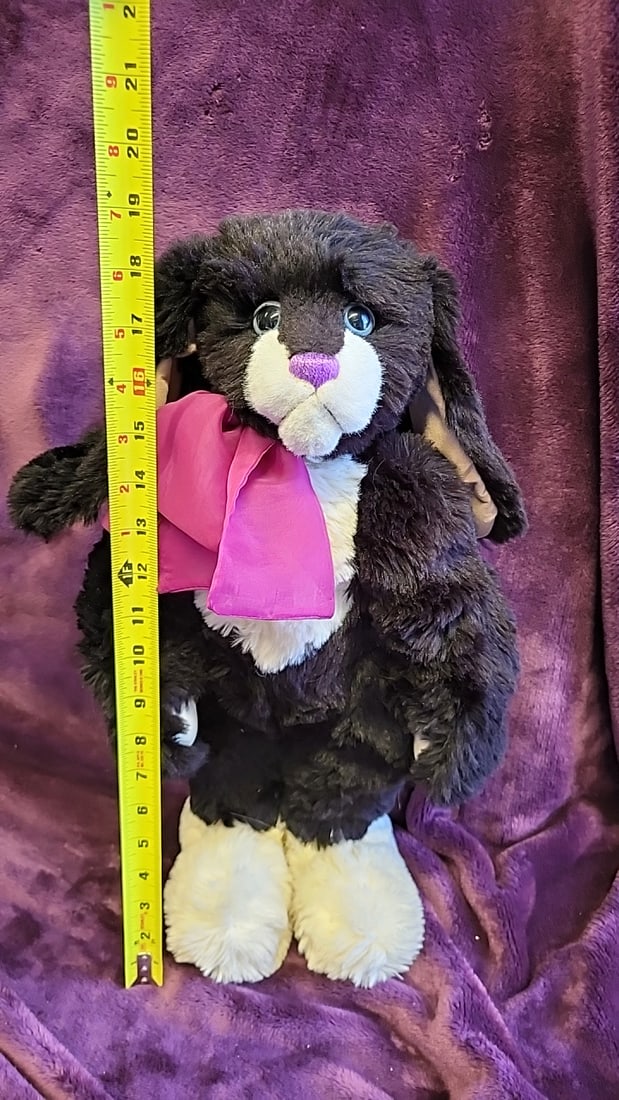 Lexington Bear Black Bunny Rabbit Plush With Pink Bow - 7
