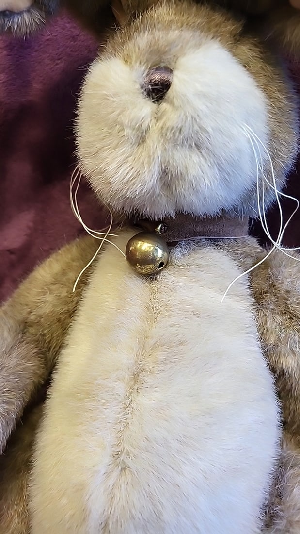 The Bearington Collection Plush Bunny Rabbit Tan Cream Floppy Ears Collar Bell - 3