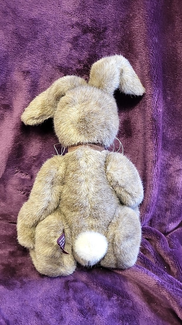 The Bearington Collection Plush Bunny Rabbit Tan Cream Floppy Ears Collar Bell - 4