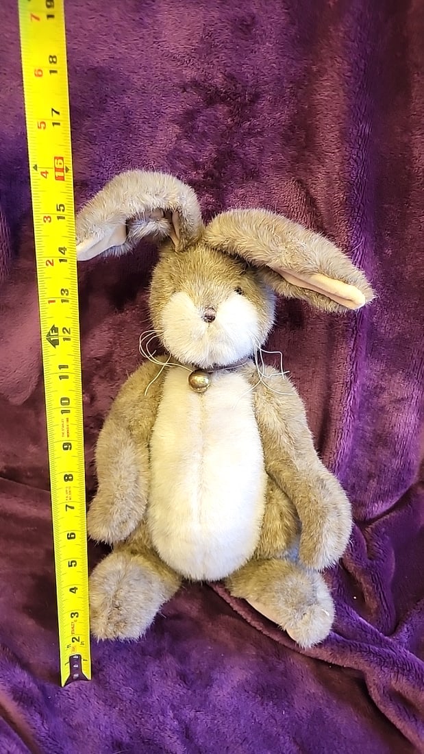 The Bearington Collection Plush Bunny Rabbit Tan Cream Floppy Ears Collar Bell - 7