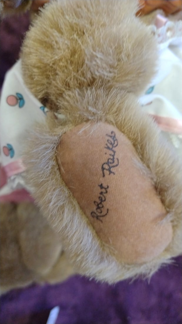 Robert Raikes Wood Face Plush Bunny Rabbits Ashley And Brett 1988 - 7