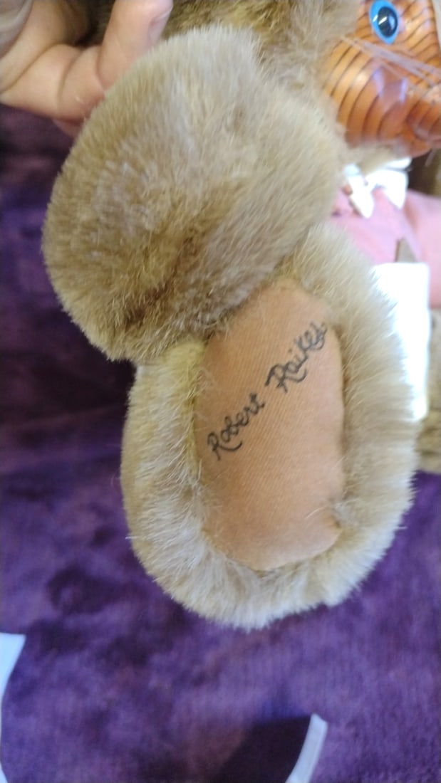 Robert Raikes Wood Face Plush Bunny Rabbits Ashley And Brett 1988 - 8